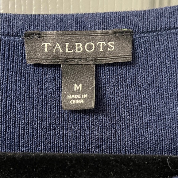 Talbots Navy Ruffle Sleeve Knit Top - Picture 2 of 3